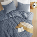 Kyla - Twin/Twin Long Double Diamond Quilted Teddy Comforter Set - Blue - Comfort Spaces - Comforters & Sets - Elite Enclave Home