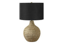 Geometric Table Lamp With Black Drum Shade - Brown - HomeRoots - Table Lamps - Elite Enclave Home