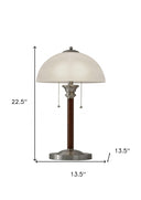 23" Metal Standard Table Lamp With White Shade - Silver