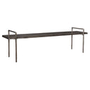 Uttermost Chandos Wooden Bench – solid acacia live-edge dark gray seat with tarnished silver iron frame 
