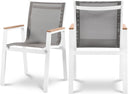 Nizuc - Outdoor Patio Dining Arm Chair With White Frame And Natural Arms (Set of 2)