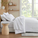 Logan - Queen Striped Comforter Set - White