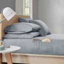 Microfiber - Queen Sheet Set With Side Storage Pockets - Gray