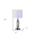 Bedside Table Lamp With Drum Shade - Silver / White