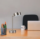 Metal Bedside Table Lamp With Silver Shade - Silver