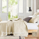 Tuscany - 3 Piece Reversible Scalloped Edge Coverlet Set - Cream