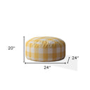 Canvas Round Gingham Pouf Ottoman - Yellow / White