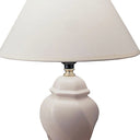 13" Ceramic Bedside Table Lamp With Off-White Shade - White