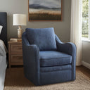 Brianne - Slub Weave Wide Seat Swivel Arm Chair - Navy - Madison Park - Swivel Chairs - Elite Enclave Home