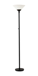 Torchiere Floor Lamp With White Cone Shade - Black - HomeRoots - Floor Lamps - Elite Enclave Home