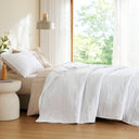 Mina - Twin/Twin Long Waffle Weave Textured Quilt Set - White