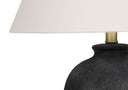 Ceramic Round Table Lamp With Ivory Empire Shade - Black - HomeRoots - Table Lamps - Elite Enclave Home