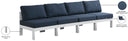 Nizuc - Outdoor Patio 4 Seat Armless Modular Sofa With White Frame - Meridian Furniture - Stationary Sectionals- Elite Enclave Home