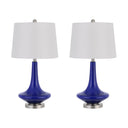 26" Metal Two Light Bedside Table Lamps With White Globe Shade (Set of 2) - Silver - HomeRoots - Lamp Sets - Elite Enclave Home