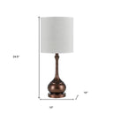 Metal Round Table Lamp With White Drum Shade - Rust - HomeRoots - Table Lamps - Elite Enclave Home