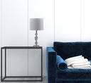 Cut Faux Crystal Glam Table Lamp With White Classic Drum Shade - Clear