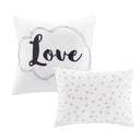 Raina - King Metallic Printed Comforter Set - White / Silver