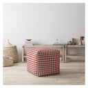 Cotton Gingham Pouf Cover - Red / White