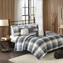 Ridge - 6 Piece King Reversible Herringbone Coverlet Set - Gray