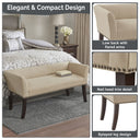 Welburn - Upholstered Bench With Back & Legs - Light Blue