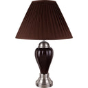 Ceramic Urn Bedside Table Lamp With Brown Empire Shade - Silver