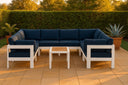 Nizuc - Outdoor Patio 8 Piece Modular Sectional With White Frame - Meridian Furniture - Stationary Sectionals- Elite Enclave Home