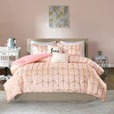 Raina - Metallic Printed Comforter Set - Blush / Gold