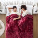 Heated Microlight to Berber - Queen Blanket - Red