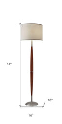 Solid Wood Traditional Shaped Floor Lamp With Drum Shade - White
