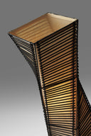 Floor Lamp With Black And Tan Twisted Cylinder Shade - Black - HomeRoots - Floor Lamps - Elite Enclave Home