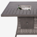 Wicker Outdoor Gas Fire Pit Table With Ice Bucket - Gray