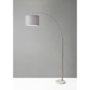 Reading Nook Floor Lamp Arc Arm Adjustable Gray Fabric Shade - Brushed Steel - HomeRoots - Floor Lamps - Elite Enclave Home