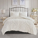 Viola - King 3 Piece Tufted Damask Comforter Set - Off White