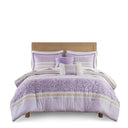 Caralie - Full/Queen 5 Piece Seersucker Comforter Set With Throw Pillows - Purple