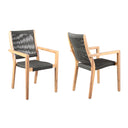 23" Wood Solid Wood Outdoor Arm Chair (Set of 2) - Charcoal And Natural