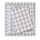 Cozy Flannel - 4 Piece California King Printed Sheet Set - Gray Herringbone Check