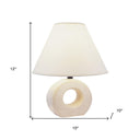 Ceramic Bedside Table Lamp With White Empire Shade - Beige