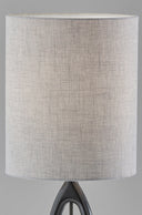 Solid Wood Round Table Lamp With Gray Drum Shade - Black - HomeRoots - Table Lamps - Elite Enclave Home