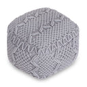 Cotton Blend Pouf Ottoman - Light Gray