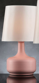 Metal Bedside Table Lamp With White Shade - Pink