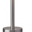 Metal Two Light Bedside Table Lamp With White Drum Shade - Silver
