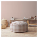 Cotton Round Gingham Pouf Ottoman - Pink / White