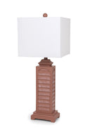 Slatted Table Lamps With Square Shade (Set of 2) - Blush Red - HomeRoots - Table Lamps - Elite Enclave Home