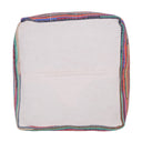 Cotton Cube Striped Pouf Ottoman - Red
