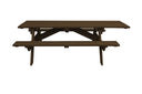 94" x 66" x 30" Solid Wood Outdoor Picnic Table - Dark Brown