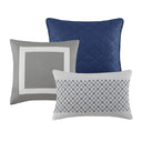 Greer - 7 Piece Color Block Stripe Comforter Set With Throw Pillows - Blue