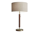 Metal And Walnut Wood Table Lamp - Antique Brass