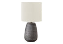 Ceramic Round Table Lamp With Ivory Drum Shade - Gray - HomeRoots - Table Lamps - Elite Enclave Home