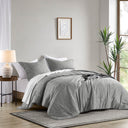 Camden - Full/Queen Chambray Print Solid Comforter Set - Gray