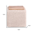 Cotton Blend, Pouf Ottoman - Ivory